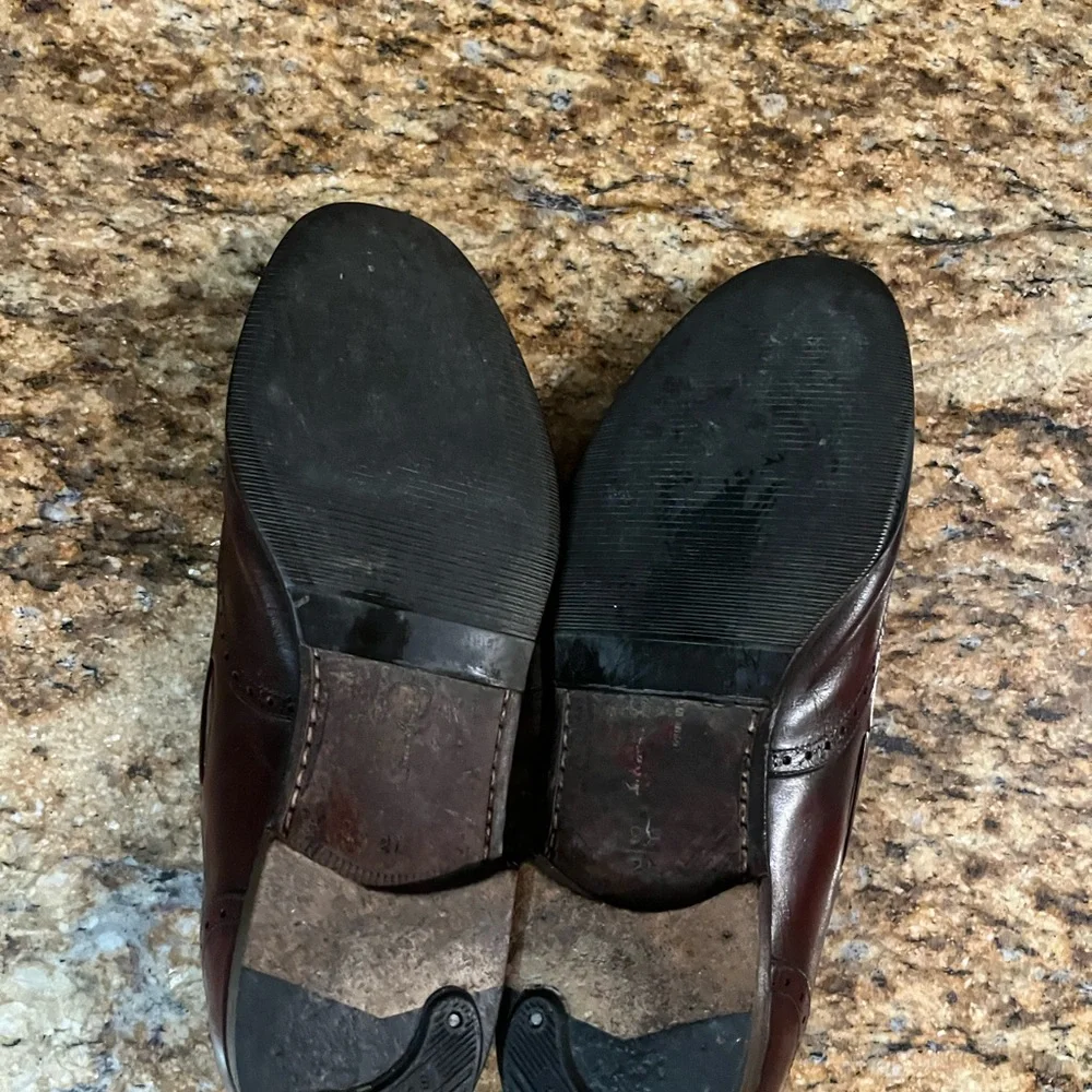 Salvatore Ferragamo Slip On Oxford Ox Blood Merlot Leather Tassel Wing Tip Shoes